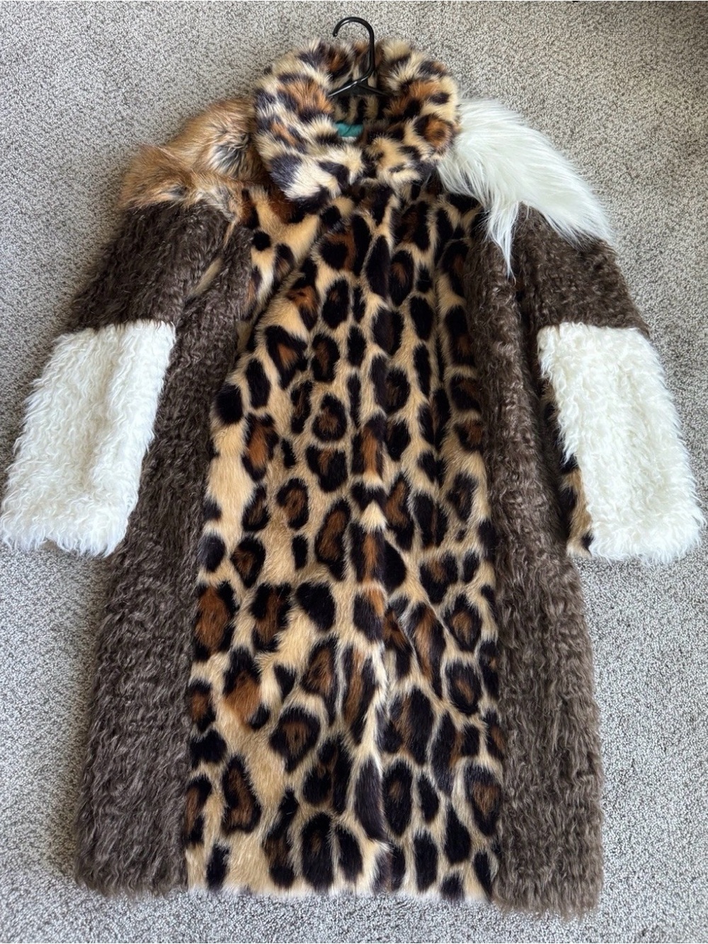 Alabama Muse Faux Fur Dalida Coat Patchwork Small Made In Italy Leopard 40 NWT